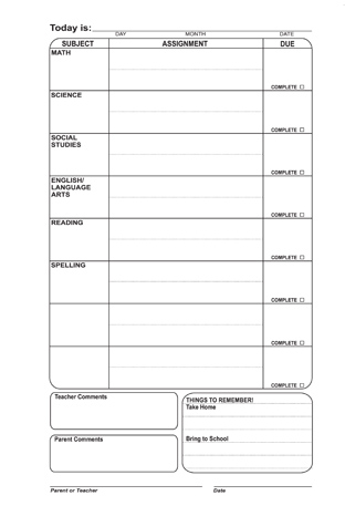 Assignment book sample